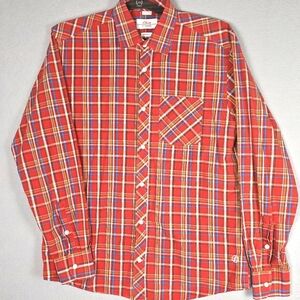 S.Oliver Jeans‎ Red Plaid Shirt Size L Mens Long Sleeve Spread Collar